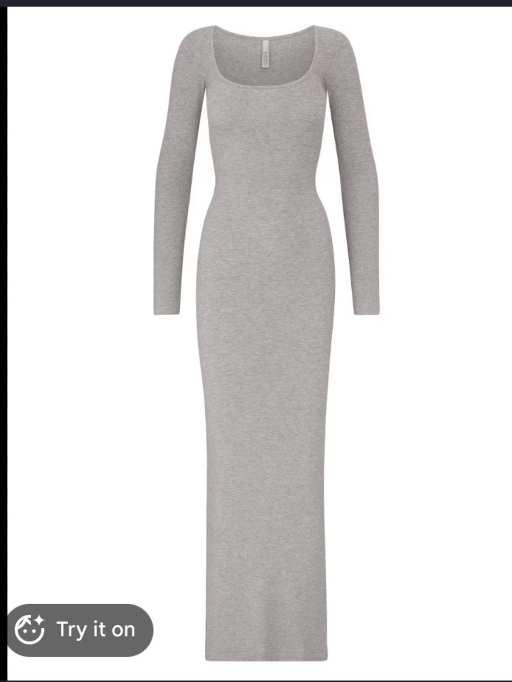 SKIMS Women's Long Scoop Neck Maxi Dress - LONG SLEEVE - Light Gray